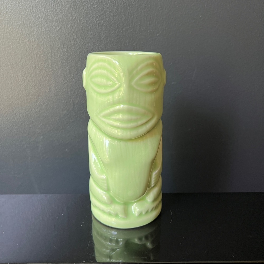 The Lucky Tiki Green Tiki Mug  Tangaroa Tropical Drink Ceramic Glass